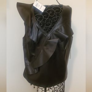 Faux Leather Ruffle Shirt